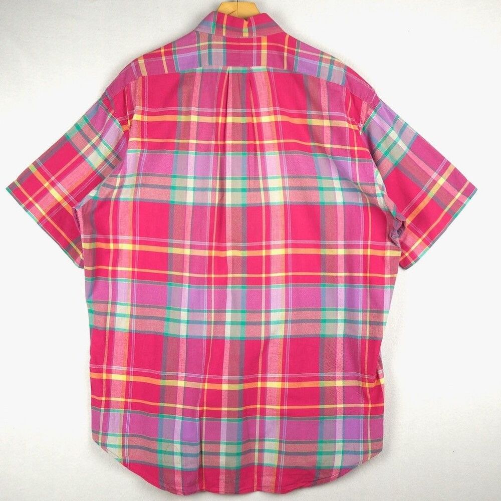 Polo Ralph Lauren Indian Madras Short Sleeve Shirt Mens M Pink Green Plaid Blake - Picture 4 of 9